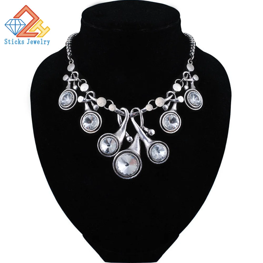 Женское длинное колье-чокер со стразами | Украшения и аксессуары