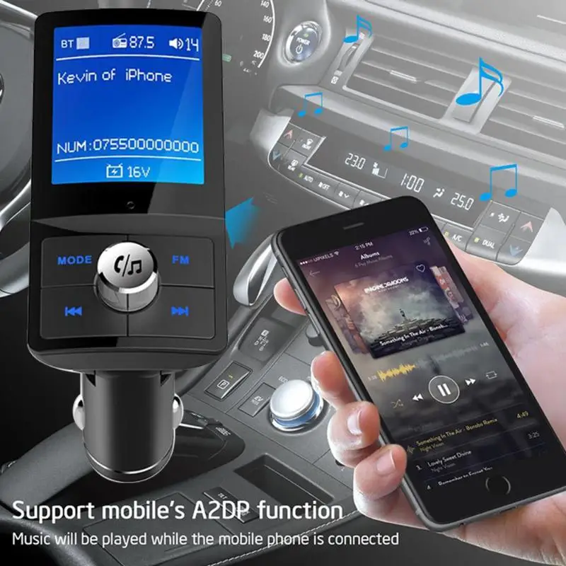 VODOOL BC45 беспроводной Bluetooth fm-передатчик автомобильный комплект ЖК-дисплей Hands-free аудио MP3 музыкальный плеер двойной USB Автомобильное зарядное устройство для телефона