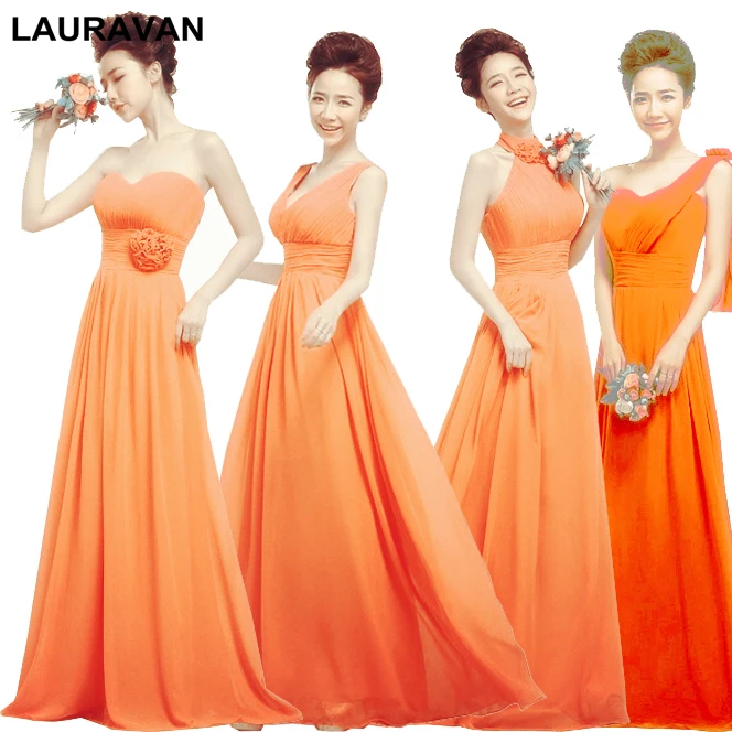 

formal plus size women orange bridesmaids and bride robe bridesmaid dresses for adults long in orange 2020 for weddings