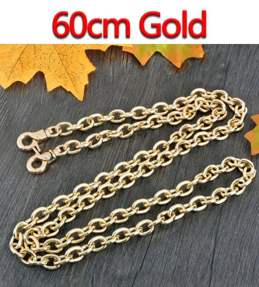 60cm Gold DIY 40 см-160 см 9 мм золото, пистолет черный, серебряный сменная цепь плечевой ремень через плечо для сумки ручки O образный цепи - Цвет: 60cm Gold