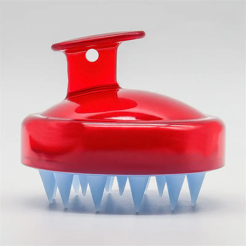 Burgundy Mini Scalp Massager Clean Brush Dandruff Silicone Wet Dry Home Shampoo Scrubbing Head Hair Care Cleaning Tool Bathroom U3 - Color: Burgundy