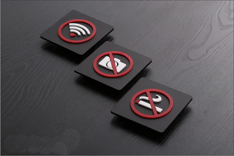 Не курить без фотографий WIFI знак квадратный акриловый наклейки 10x10cm|Таблички и