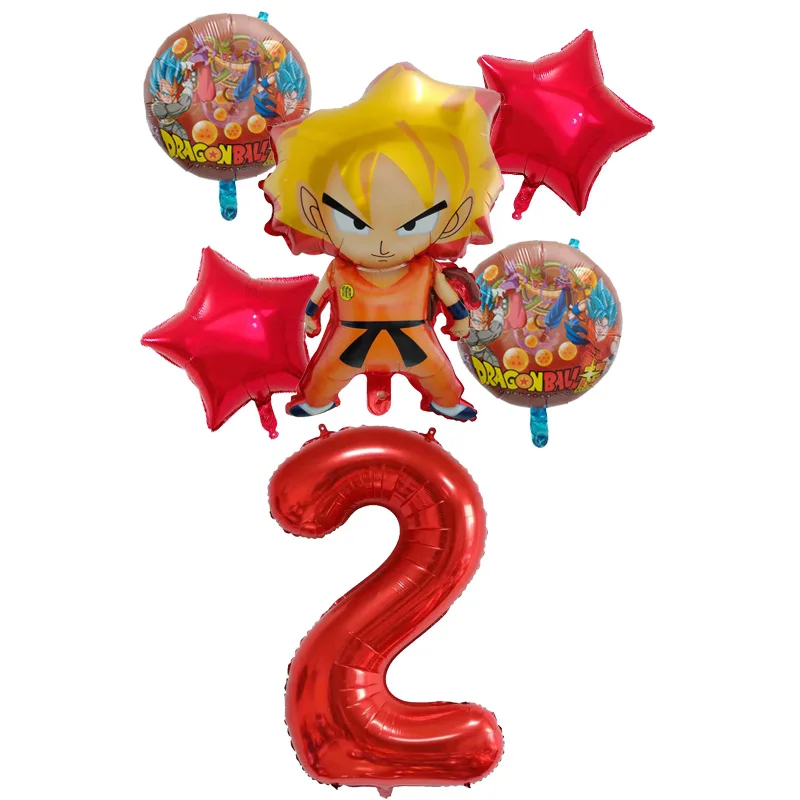 6 шт./компл. с мультяшными принтами, 7 Dragon Ball Z Сон Гоку wu Конг Фольга хрустальный шар надувной 30 дюймов шара с цифрой Happy День рождения украшения мальчик детские игрушки