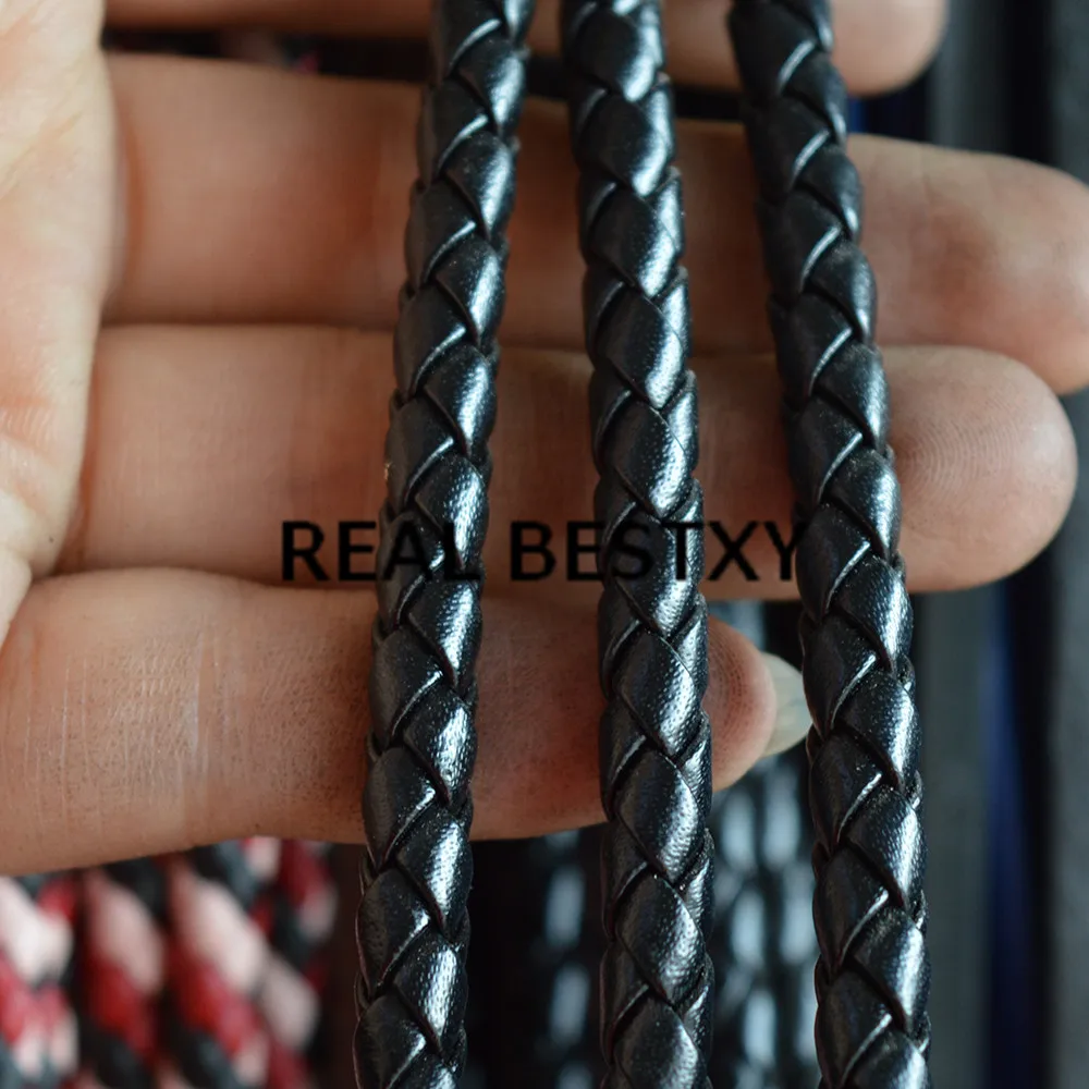Реальные BESTXY 5 м/лот 6 мм черные плетеные круглые кожаные шнуры для изготовления