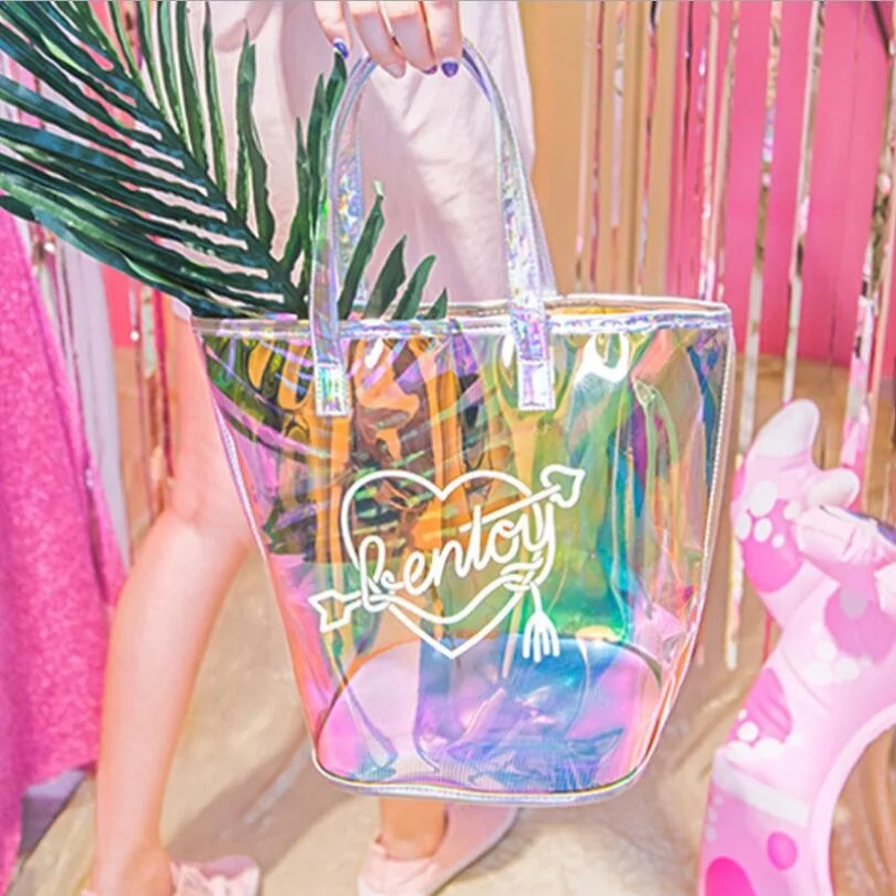 Женская модная повседневная вместительная сумка тоут с голограммой и лазерной