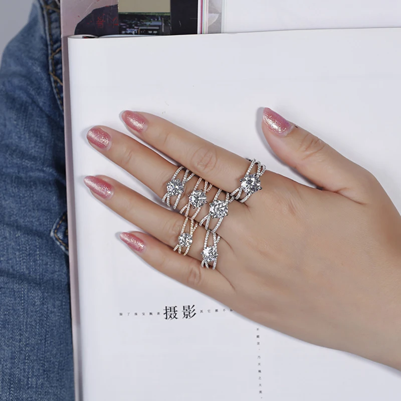 100% 18K 750Au Золотое кольцо Moissanite обручальное d цвет с национальным сертификатом MO