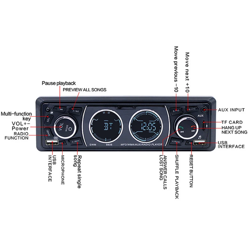 Bluetooth автомобильный радиоприемник автомобиля MP3 беспроводной проигрыватель DC 12 V