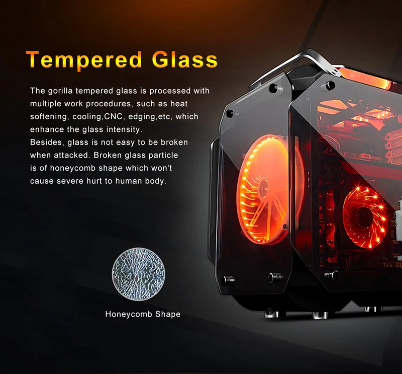 360*237*480 мм закаленное стекло ATX игровой системный блок RGB Air Cool водяное охлаждение корпус ПК Материнская рама полнобоковое прозрачное шасси
