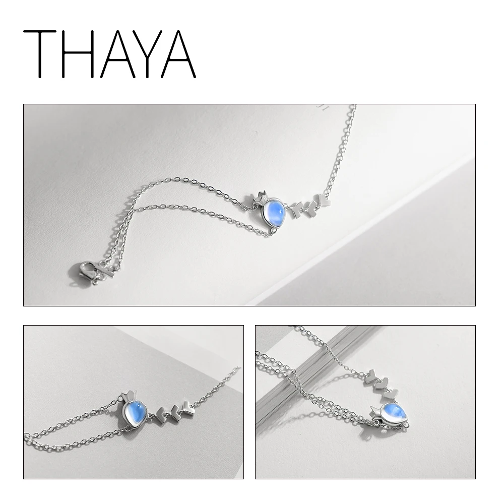Thaya Принцесса и рыцарский браслет натуральный лунный камень капли воды дизайн стерлингового серебра для женщин элегантный подарок