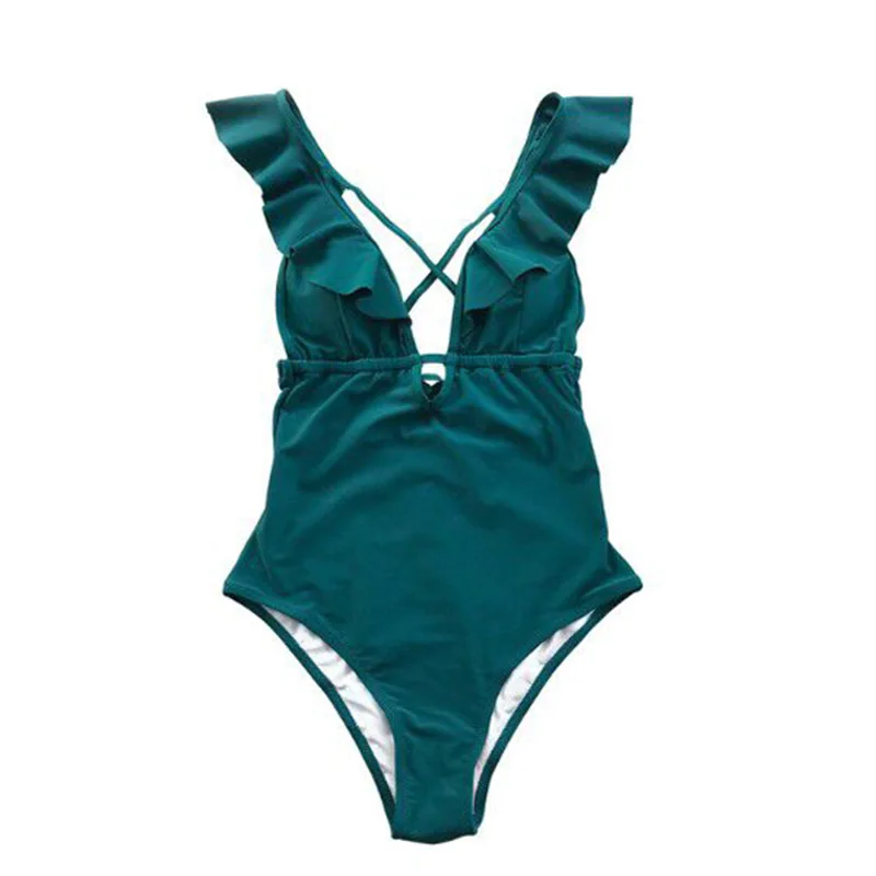 Новинка женский купальник-монокини с v-образным вырезом быстро сохнет без