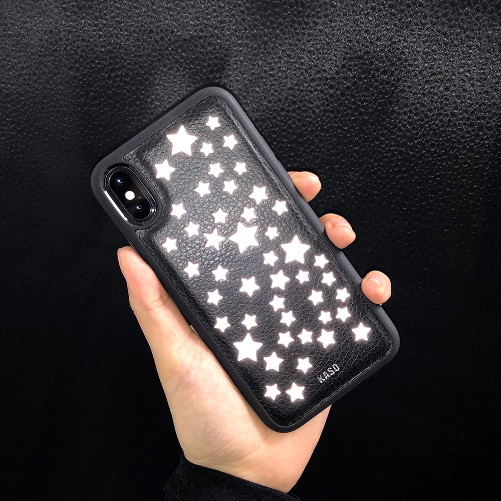 Японская мода телефон чехол для iPhone 6 7 8 плюс кожаная лампа-рефлектор Звезда Мягкая из ПУ для задней крышки для iPhone X XR Xax чехол