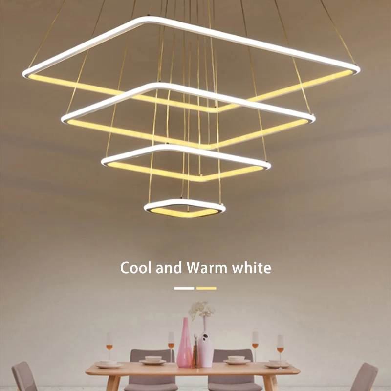 4 кольца новый современный светодиодный Люстра гостиная столовая лампадарио современная люстра лампа AC85