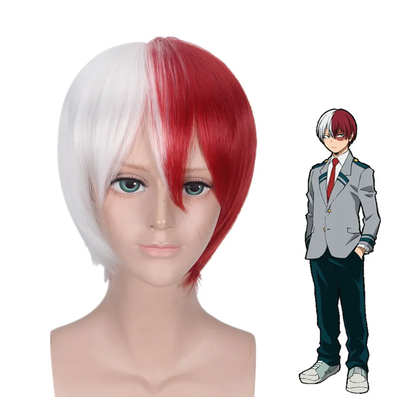 Todoroki Shoto Wig Аниме Boku No Hero Academy My Hero Academy Косплей Костюм мидория изуку школьная форма куртка юбка брюки галстук парик для женщин и мужчин - Цвет: Todoroki Shoto Wig