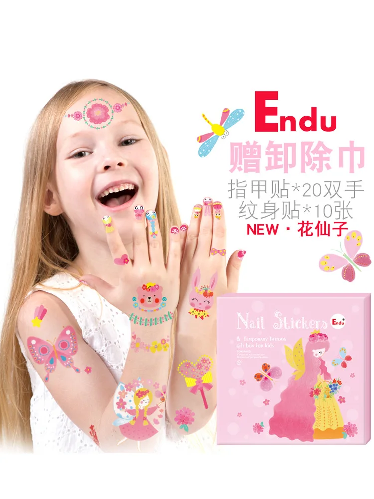 Безопасная детская Милая мультяшная водостойкая рука для ногтей Тело временное