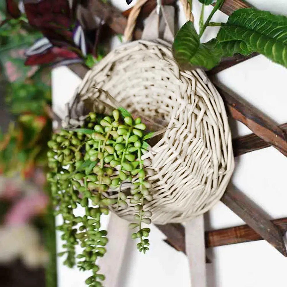 Creative Hand Made Wicker Rattan Flower Basket bamboo Green vine Pot Planter Hanging Vase Container Wall Home Decor | Дом и сад
