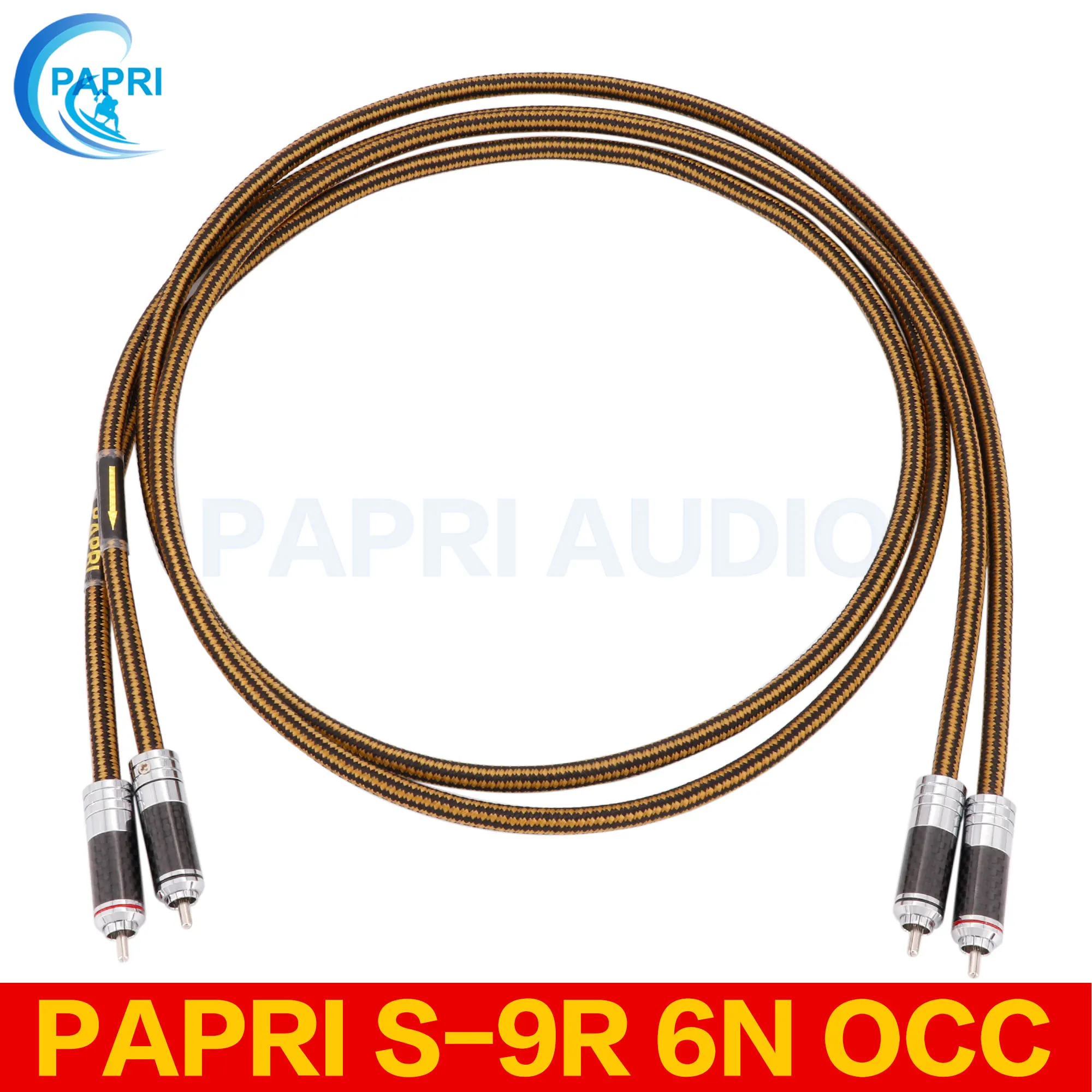 

PAPRI S-9R 6N OCC 99.9999% Silver Plated Cable Carbon fiber rhodium plating Plugs Connector For Audio Amplifier 1Pair