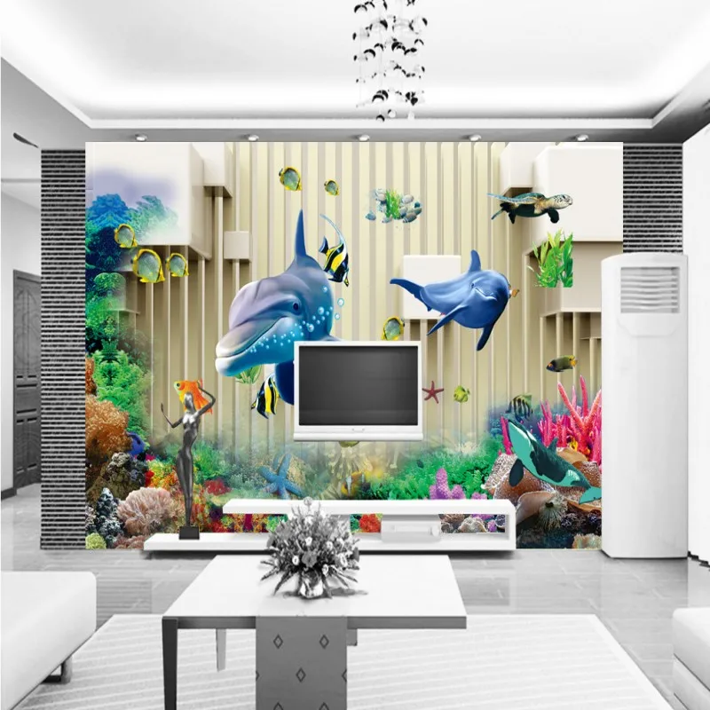 Custom 3d wallpaper 3D Stereo Living Room Underwater World TV Wall lobby custom studio office high quality mural | Обустройство дома