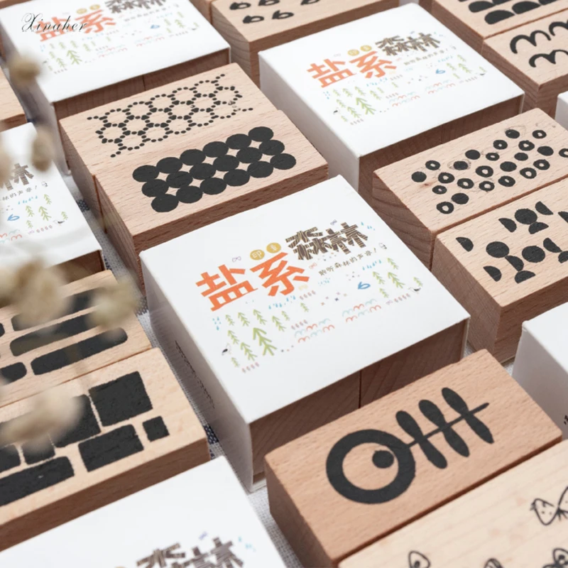 2pcs vintage Plant animal geometry wood stamp DIY craft wooden rubber stamps for scrapbooking diary standard | Дом и сад