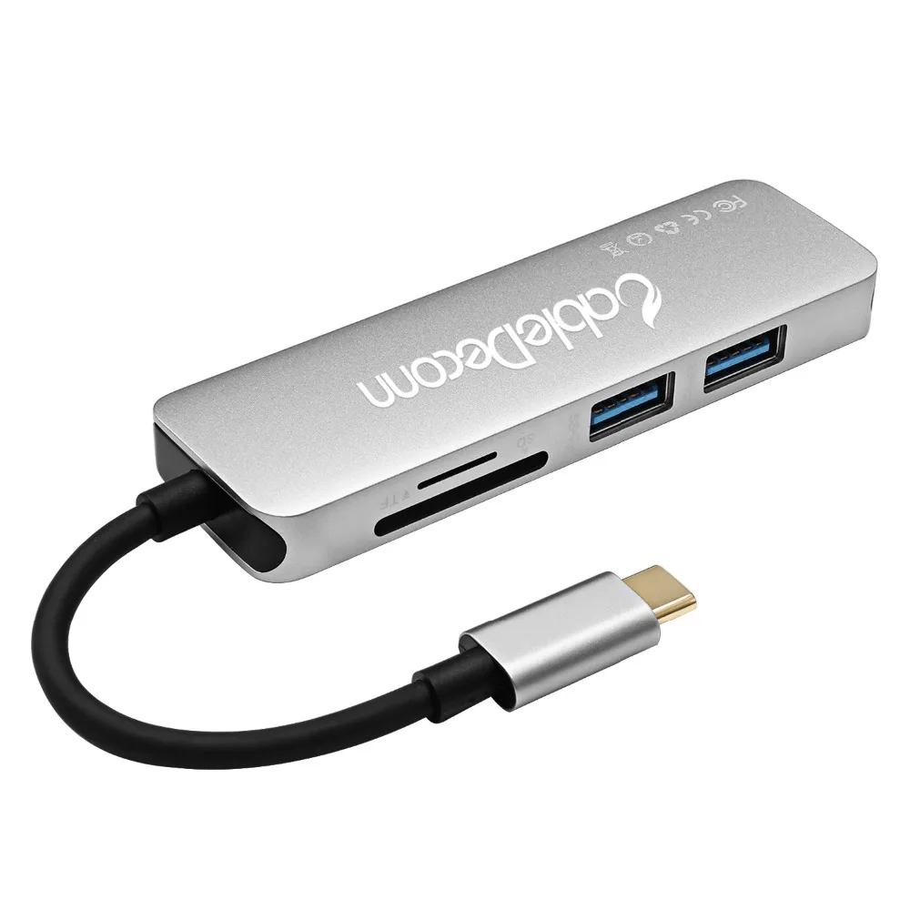 Thunderbolt 3 Hub USB C 1 Type к HDMI 4K 30Hz 2xUSB3. 0 концентратор TF SD карта 5IN1 кабель мини адаптер для