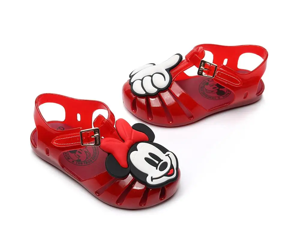 red mickey Mini Melissa2019 новые сандалии с Микки Маусом для девочек Прозрачные Сандалии Детская пляжная обувь для девочек Минни Мелисса мягкие конфеты обувь SH19010 - Цвет: red mickey