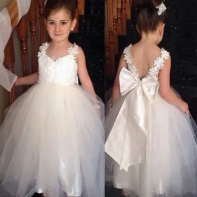 Детское платье принцессы белое платье-пачка с бабочкой и бантом для свадьбы