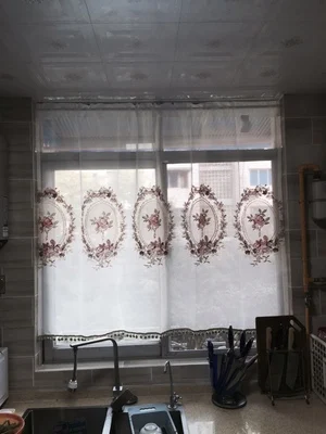 Высококачественная труба с вышивкой, занавес с двухслойным кружевны основаним кофейная занавеска для кухни, Короткая занавеска, небольшая занавеска