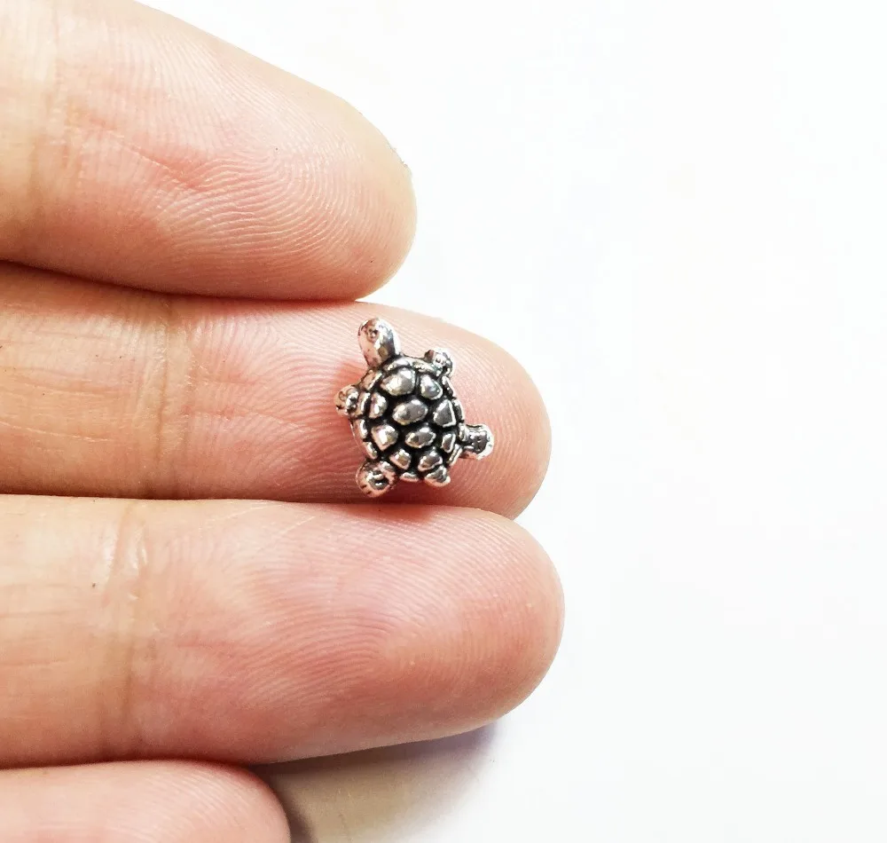 

Eruifa 30 шт. 8*10 мм Мини Черепаха полированные серебряные бусины из цинкового сплава подвески ювелирные изделия DIY браслет ручной работы