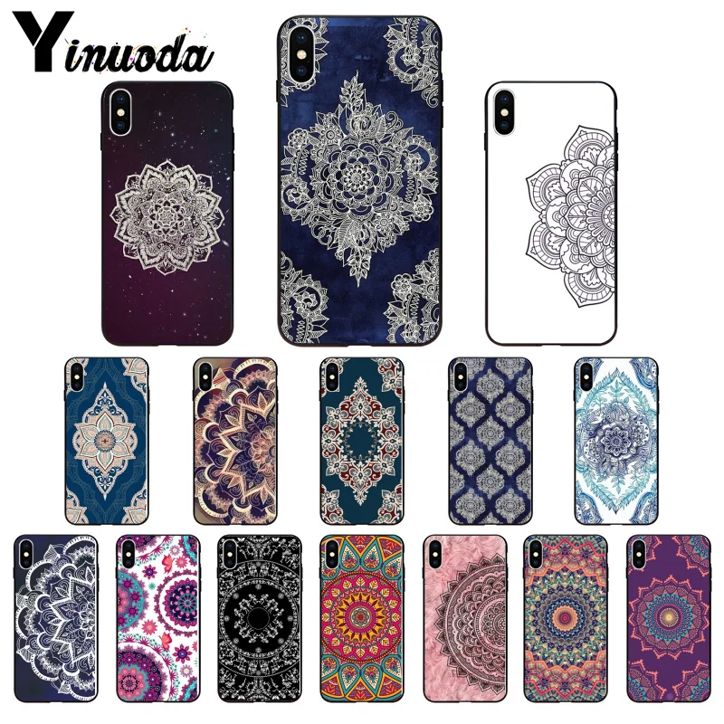 11pro MAX синий Тотем Мандала Цветок умный чехол черный мягкий для телефона iPhone 5 5Sx 6 7