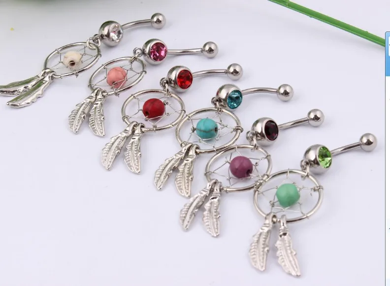 Серьги Ловец снов для пирсинга модные серьги подвески в виде пупка живота кольцо