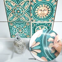 3d itely majolica tiles sticker wallpaper self adhesive bathroom furniture waterproof kitchen easy to clean stickers home decor