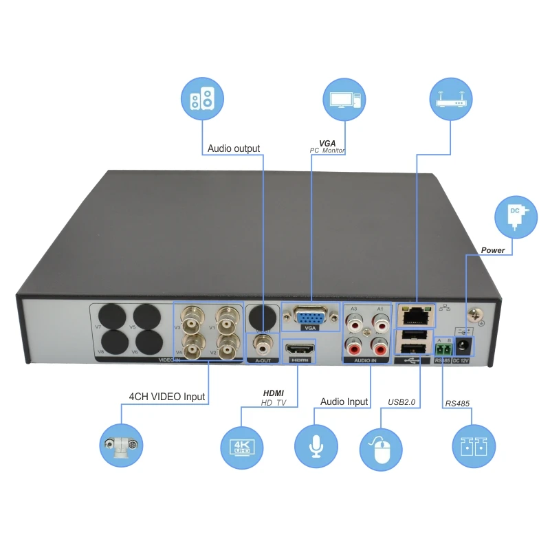 Verkaufen 6in1 AHD DVR Recorder P2P Unterstützt 1080 P/4MP/5MP/8MP CCTV Kamera Hi3521A-D 4 /8 Kanal Digital Festplatte Recorder