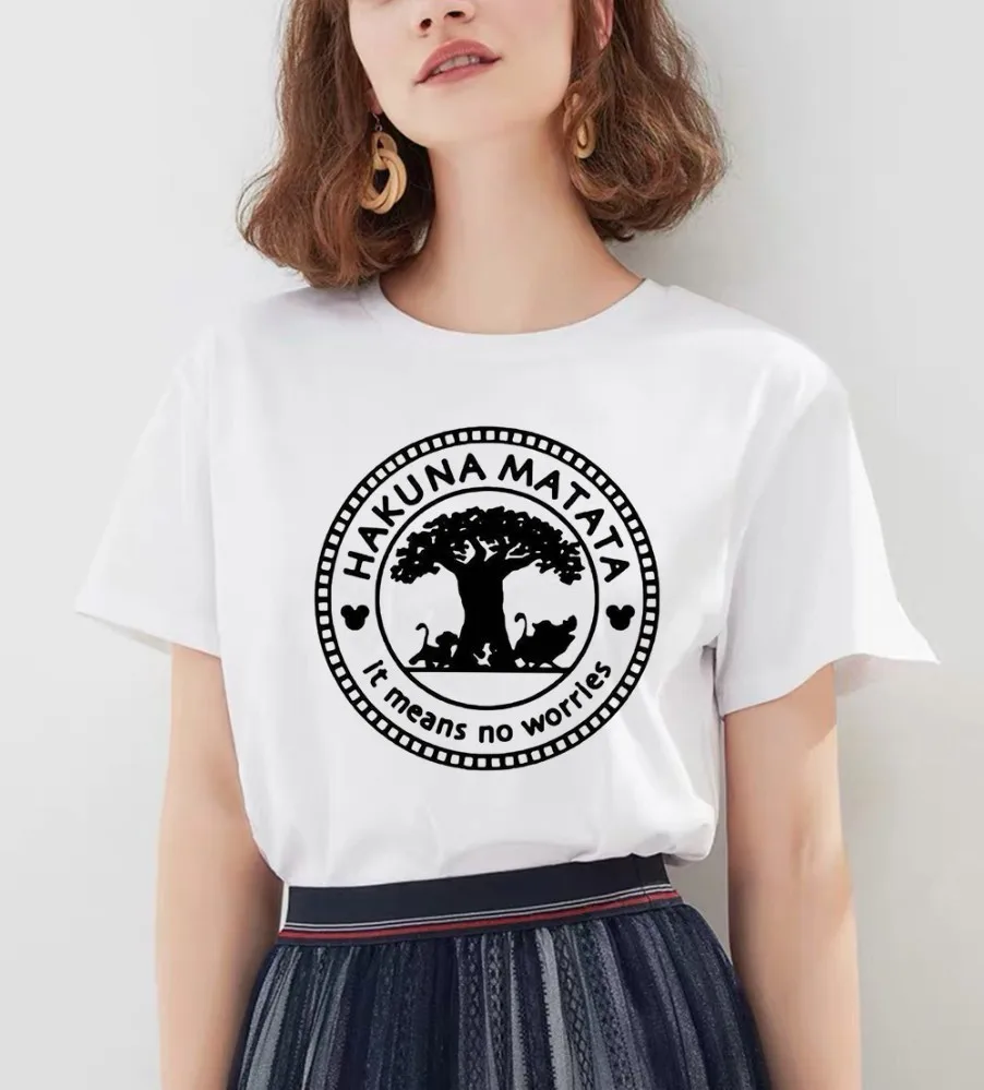 Hakuna Matata рубашка Женская Harajuku Ullzang винтажная кавайная футболка Femme Homme летняя футболка Модный Топ Футболка женская футболка - Цвет: 21