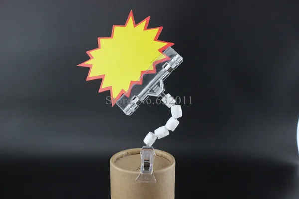 POP значок зажим цена рекламная бирка регулируемая ярлык прозрачный пластиковый держатель знака яркий