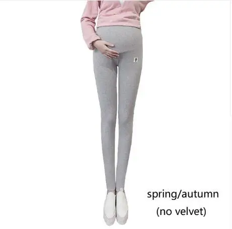 thin gray Леггинсы размера плюс для беременных, зимние Бархатные Штаны для беременных женщин, теплая одежда, утепленные штаны для беременных, одежда для мам - Цвет: thin gray