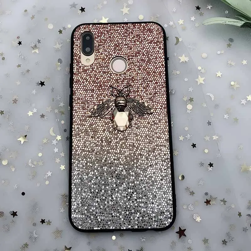 Gold Bee С сияющими блестками 3D пчелки чехол для samsung Galaxy S10 S9 S8 A8 A6 плюс S7 край A9 A7 J8 J5 J7 J3 J2 A5 A3 A7 Note 9 8 A8S - Цвет: Gold Bee