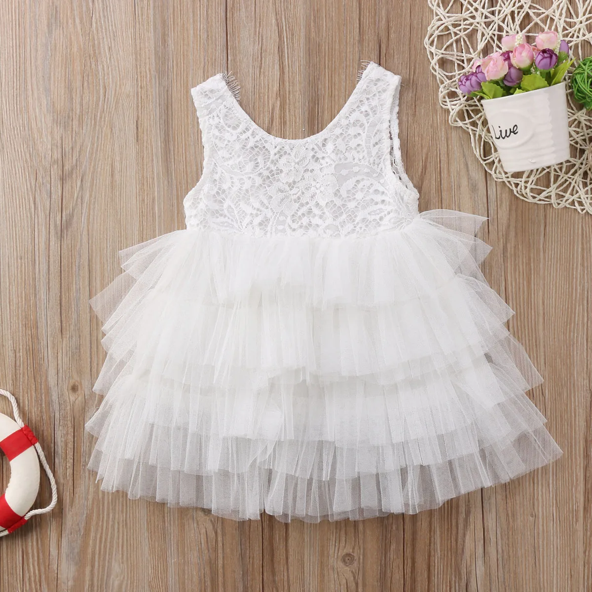 

Pudcoco Newest Fashion Toddler Baby Girl Clothes Sleeveless Lace Flower Tulle Dress Party Pageant Formal Tutu Dress