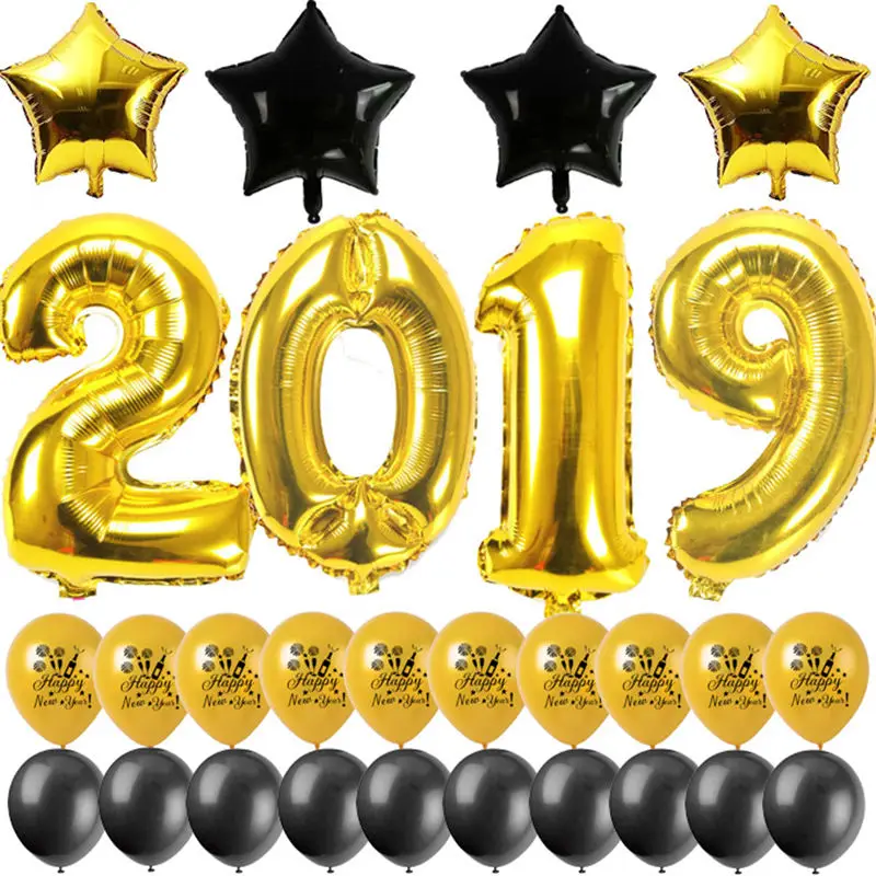 32 дюйма номер 2019 фольги Воздушные шары розовое золото счастливый новый год