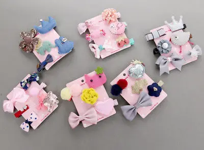 6 шт. заколка для волос маленьких девочек бант Цветок мини заколки Звезда Дети