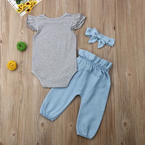 Новая модная одежда для новорожденных девочек 3 предмета комбинезон штаны с