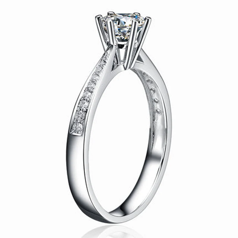 ANI 18K Белое Золото (AU750) обручальное кольцо 0 45 CT сертифицированное I/SI круглое