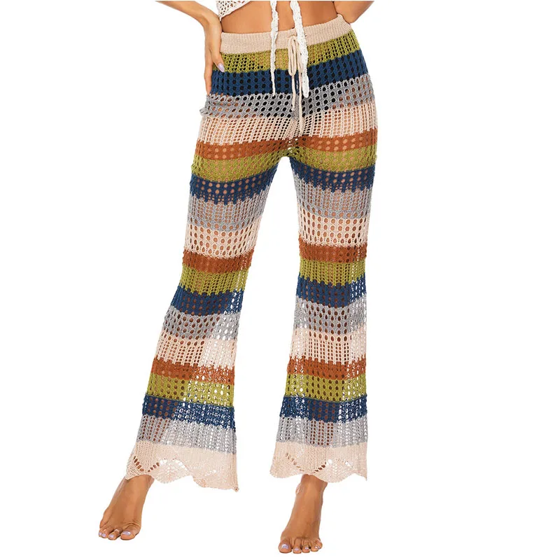 Новинка сексуальный купальный костюм накидка пляжные брюки женские с ажурным