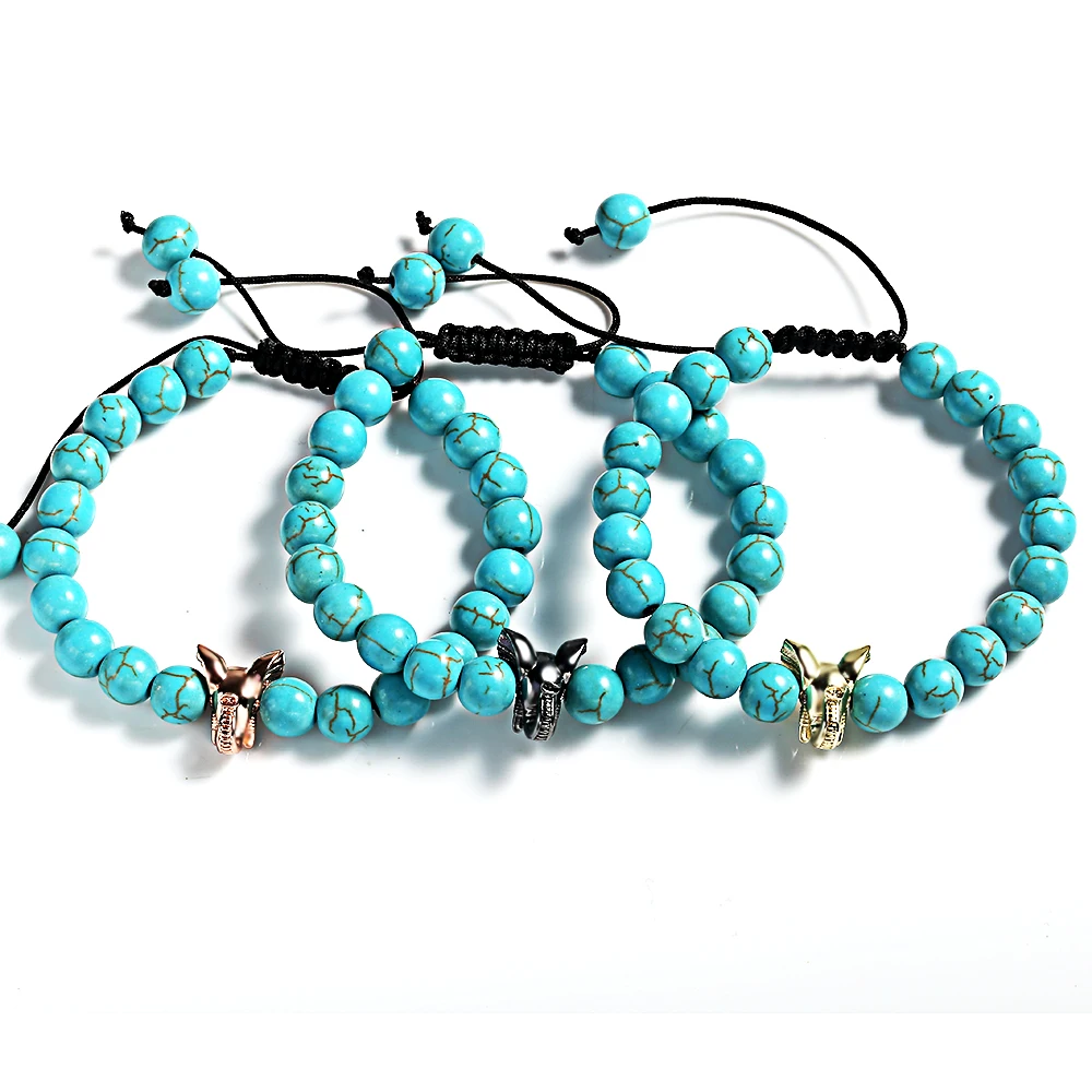 2018 Summer New 8MM Stainless Steel Elephant Natural Stone Strap Bracelet Men's | Украшения и аксессуары