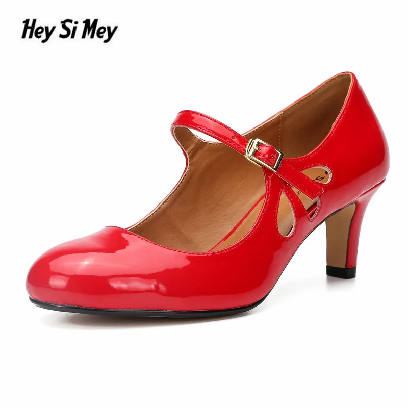 

New women's shoes 6 cm stiletto high-heeled buckle women's single shoes hollow shoes genuine large size 36-47 48 HSM