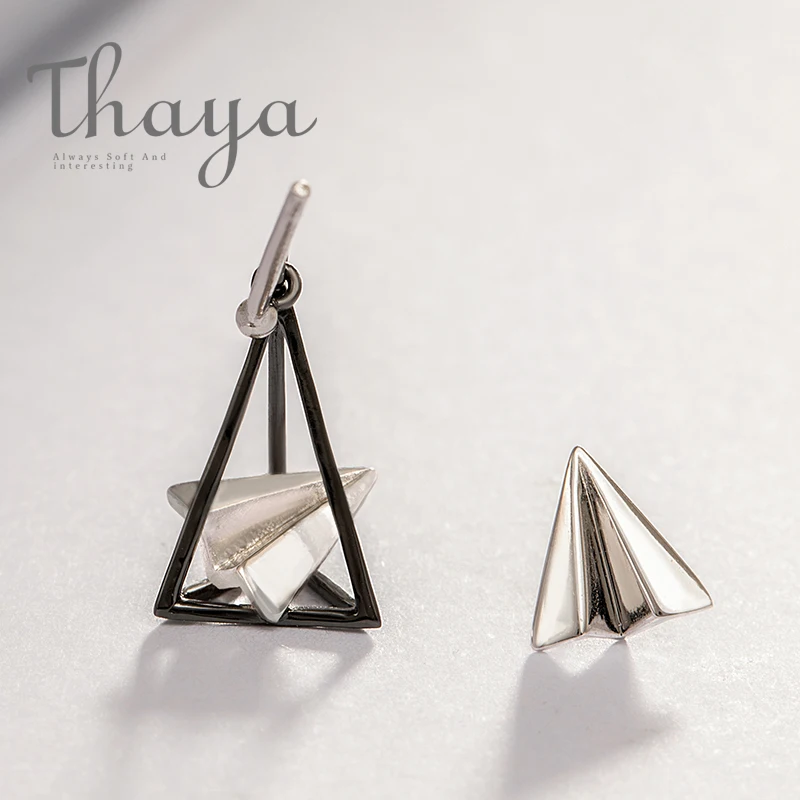 Thaya Бумага серьги самолеты треугольные s925 Серебряные гвоздики для женщин Простой