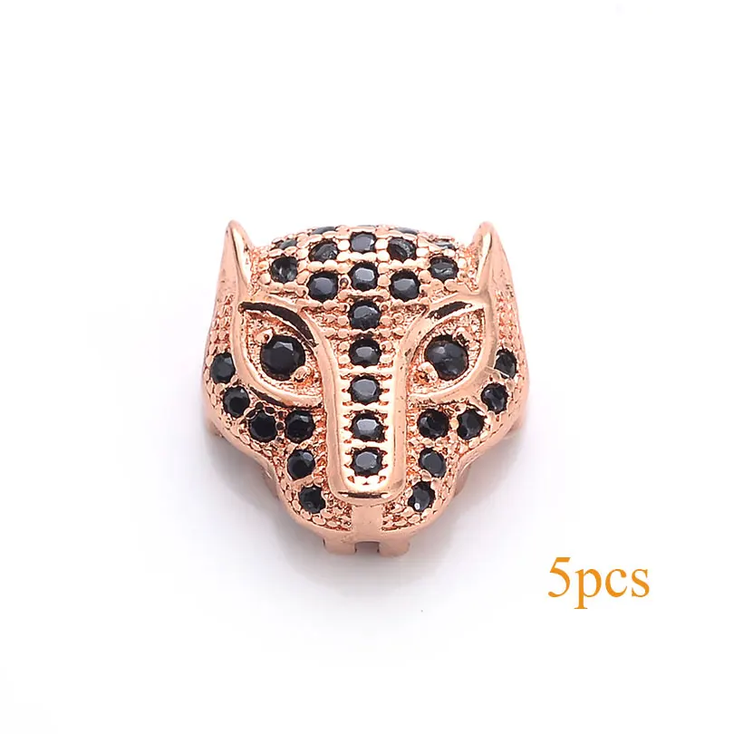 Rose gold-L Neovivi, 5 шт./партия, медная Корона, бусины, Череп, леопард, распорка для шлема, CZ, микро проложенный кубический цирконий, разъем для изготовления ювелирных изделий - Цвет: Rose gold-L