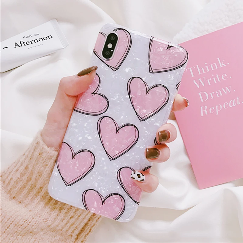 Чехол LOVECOM с милым сердечком для iPhone 11 Pro Max X XS Max XR 6 6S 7 8 Plus, мягкая задняя крышка IMD для телефона с текстурой всего тела