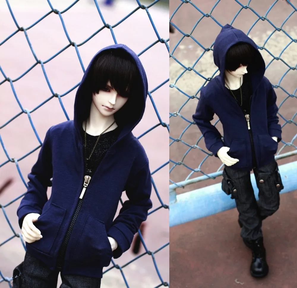 

BJD doll clothes dark blue hooded coat for 1/3 1/4 BJD DD SD MSD SD17 Uncle doll sport casual coat doll clothes accessories