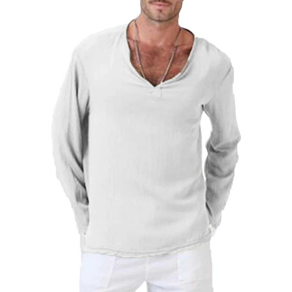 Футболка мужская с длинным рукавом и V образным вырезом из полиэстера|Мужские