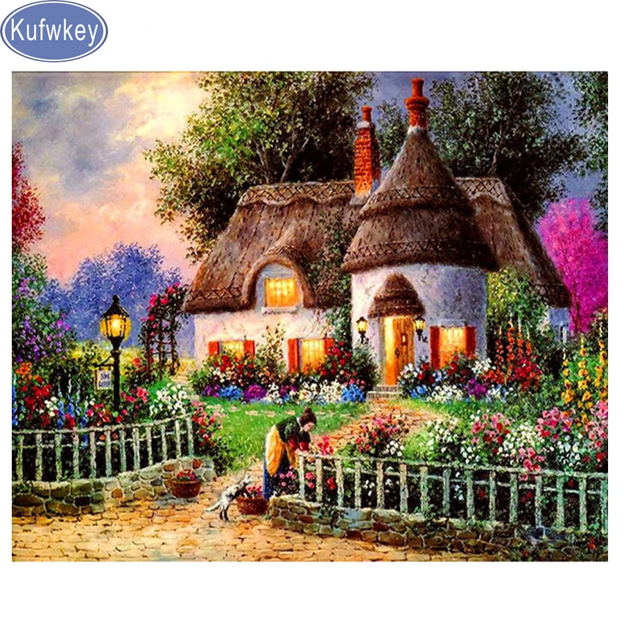 3d Алмазная живопись своими руками садовый пейзаж мозаика вышивка крестиком 5d