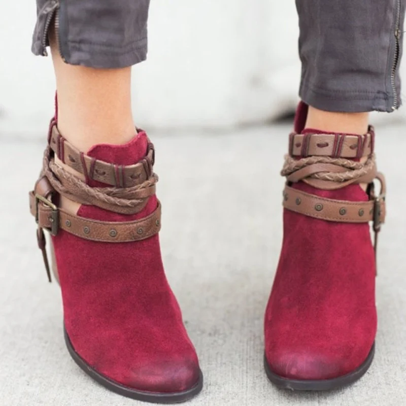Женские ботильоны с ремешком пряжкой повседневная обувь на платформе женские